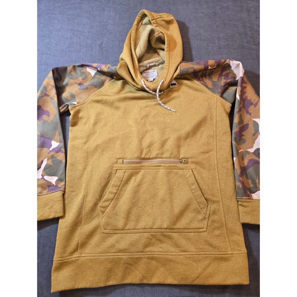 Burton Snowboard Hoodie Mens Medium Brown Camo Sleeve Pullover Fleece Snowboard